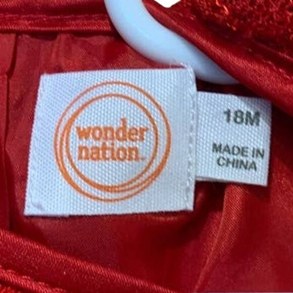 Wonder Nation Girls 18 Mos Red Lacy Sleeveless Machine Washable Frilly Dress - Picture 2 of 5